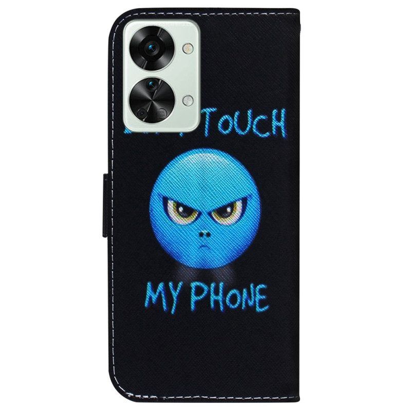 Flip Case Für OnePlus Nord 2T 5G Mit Kordel Emoji Don't Touch My Phone Lanyard