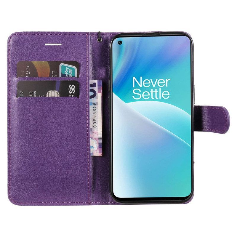 Flip Case Für OnePlus Nord 2T 5G Mit Kordel Kartenetui Mit Kunstlederriemen