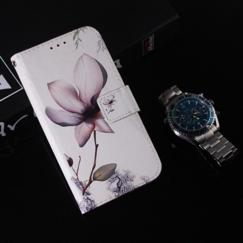 Flip Case Für OnePlus Nord 2T 5G Mit Kordel Riemchen-rosenblume