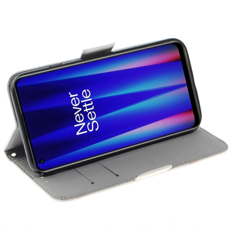 Flip Case Für OnePlus Nord 2T 5G Mit Kordel Süße Tanga-katze