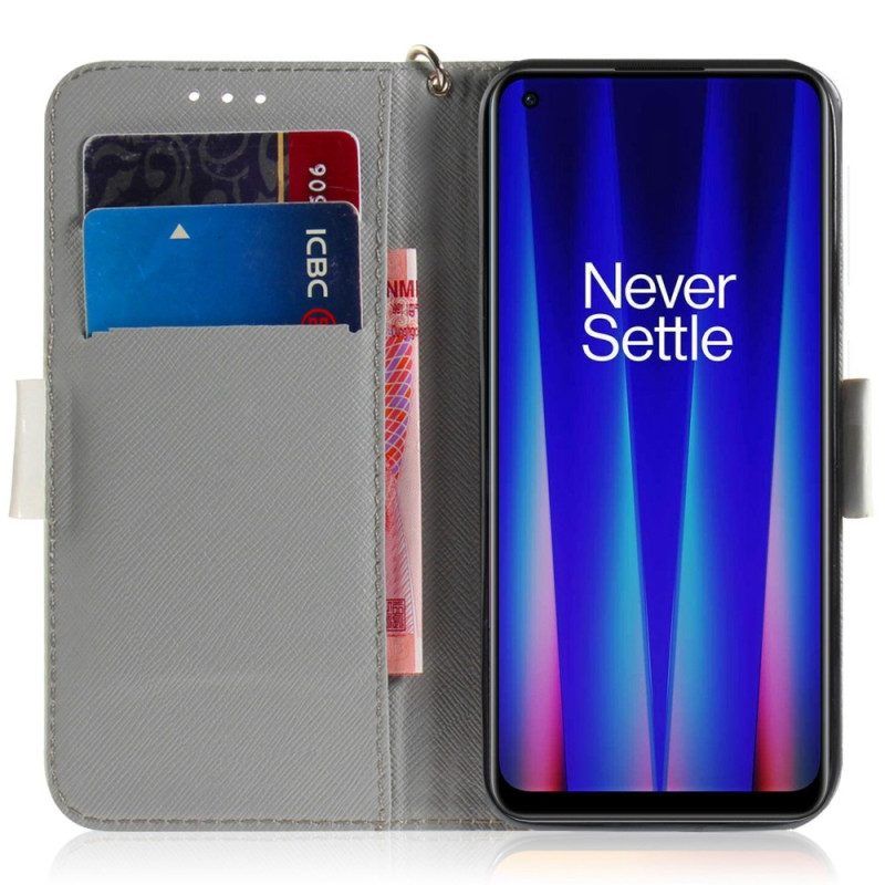 Flip Case Für OnePlus Nord 2T 5G Mit Kordel Tanga-katzen