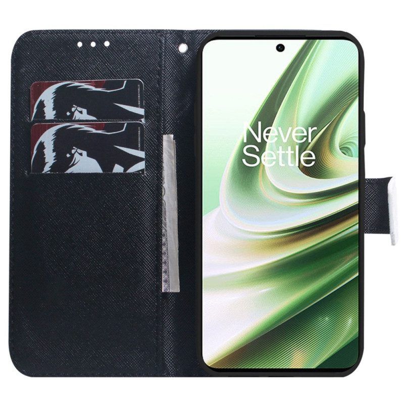 Flip Case Für OnePlus Nord 2T 5G Mit Kordel Welpe Und Wolf Im Riemen