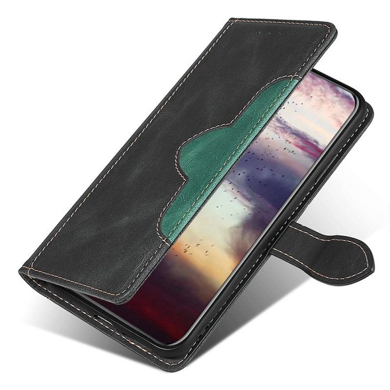 Flip Case Für OnePlus Nord 2T 5G Stilvolles Zweifarbiges Kunstleder