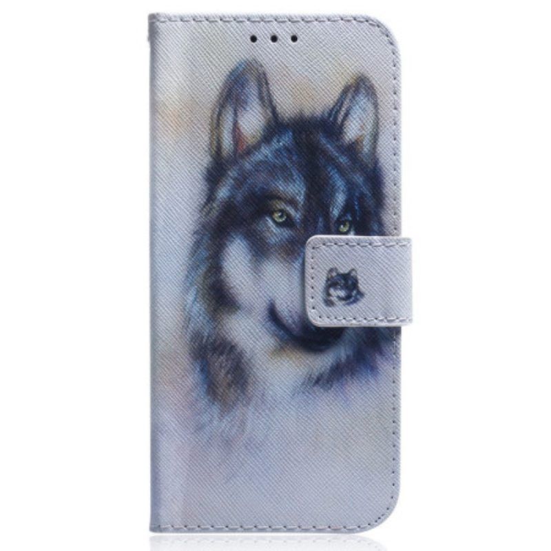 Lederhüllen Für OnePlus Nord 2T 5G Mit Kordel Riemchen-aquarell-wolf