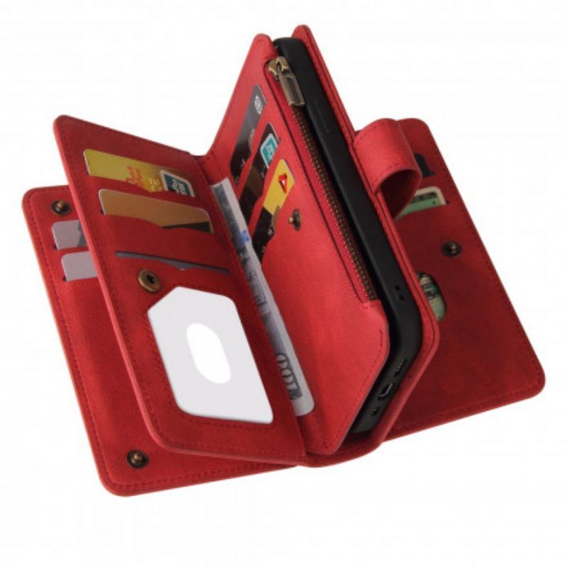Flip Case Für Realme C21 Multifunktionaler Kartenhalter Für 10 Karten
