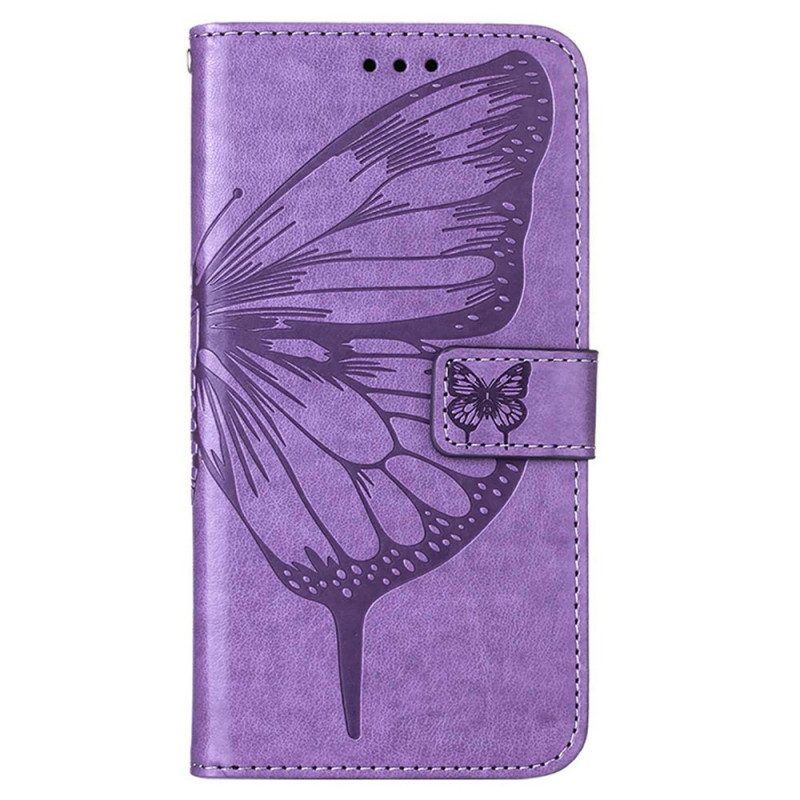 Flip Case Für OnePlus Nord CE 2 Lite 5G Mit Kordel Künstlerischer Schmetterling Mit Riemen