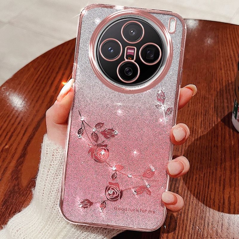 Hülle Vivo X200 Pro Ständer Mit Blumen Und Strasssteinen (kadem)