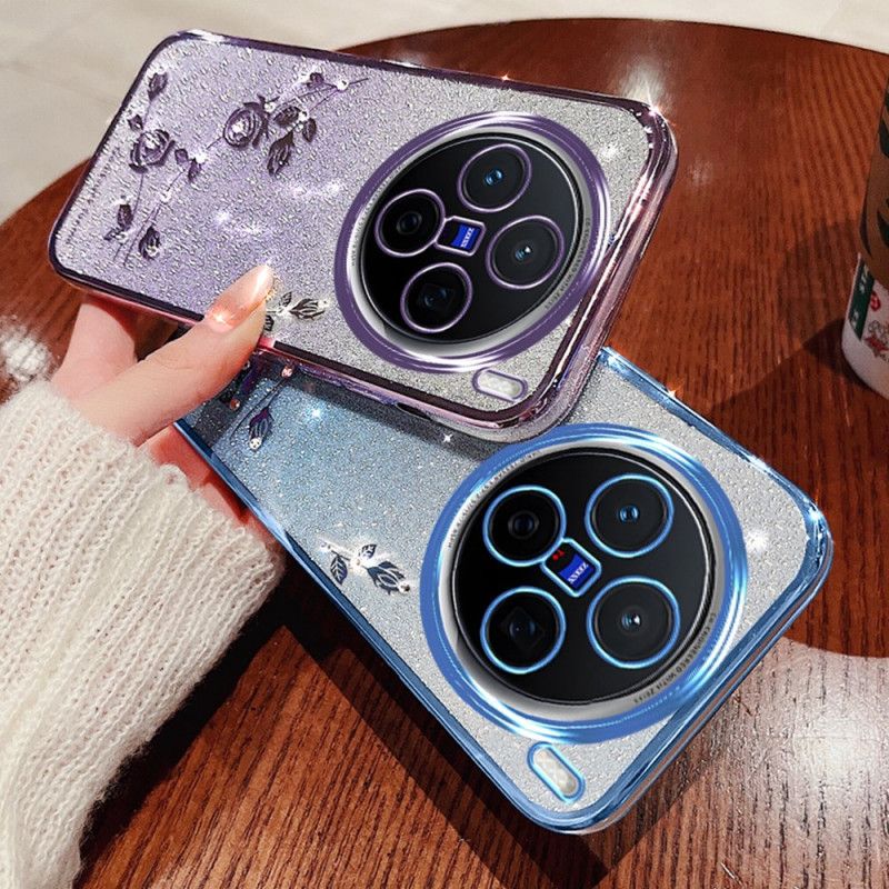 Hülle Vivo X200 Pro Ständer Mit Blumen Und Strasssteinen (kadem)