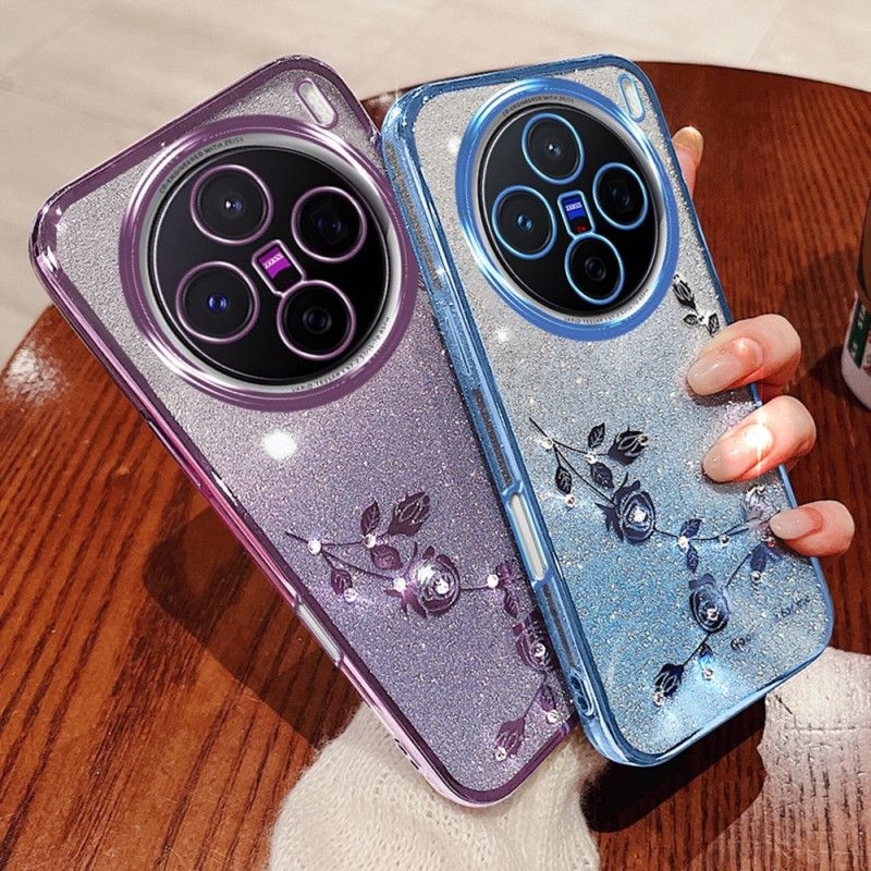 Hülle Vivo X200 Pro Ständer Mit Blumen Und Strasssteinen (kadem)
