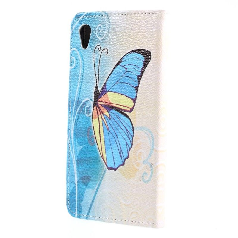 Lederhüllen Für Sony Xperia XA1 Ultra Lila Schmetterlinge