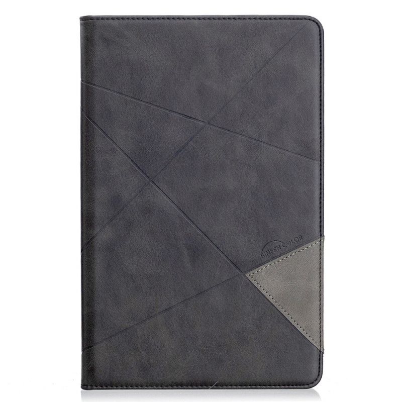 Case Samsung Galaxy Tab S6 Lite Schwarz Geometrie Ledereffekt