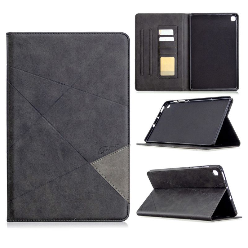 Case Samsung Galaxy Tab S6 Lite Schwarz Geometrie Ledereffekt