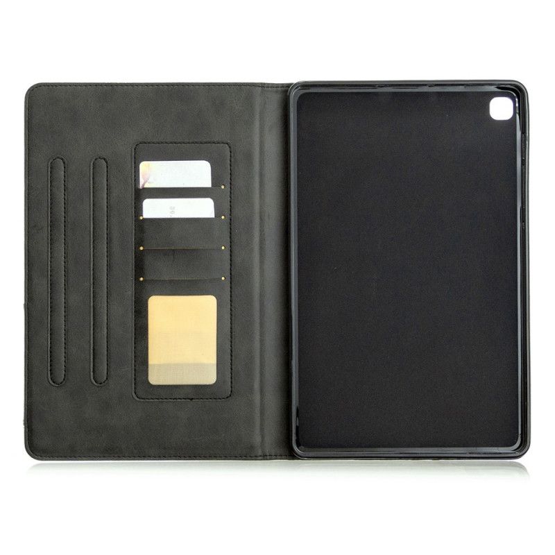 Case Samsung Galaxy Tab S6 Lite Schwarz Geometrie Ledereffekt