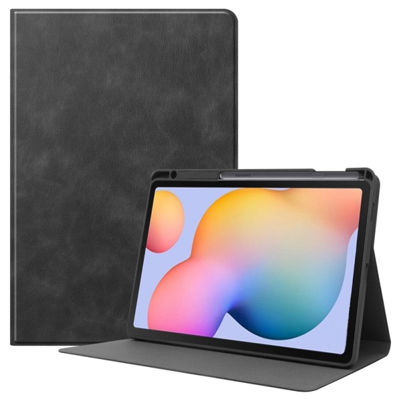 Case Samsung Galaxy Tab S6 Lite Schwarz Stifthalter Mit Ledereffekt