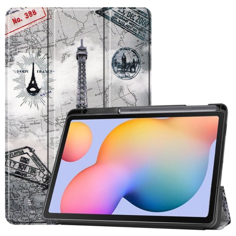 Smart Case Samsung Galaxy Tab S6 Lite Retro Eiffelturmstifthalter