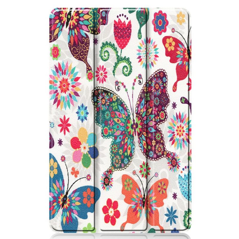 Smart Case Samsung Galaxy Tab S6 Lite Retro Schmetterlinge Und Blumen