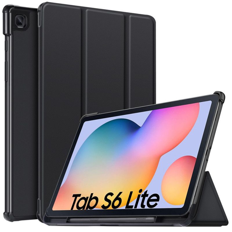 Smart Case Samsung Galaxy Tab S6 Lite Schwarz Dreifach Gefaltete Verstärkte Ecken