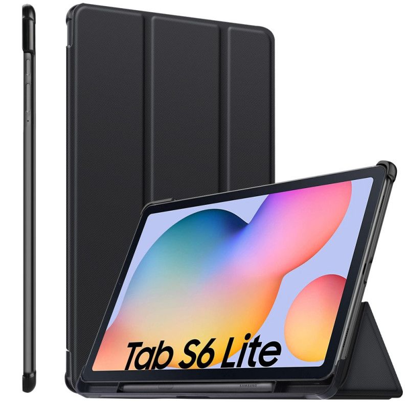 Smart Case Samsung Galaxy Tab S6 Lite Schwarz Dreifach Gefaltete Verstärkte Ecken