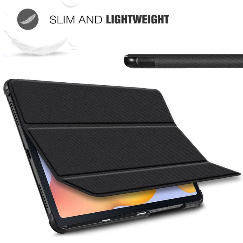 Smart Case Samsung Galaxy Tab S6 Lite Schwarz Dreifach Gefaltete Verstärkte Ecken