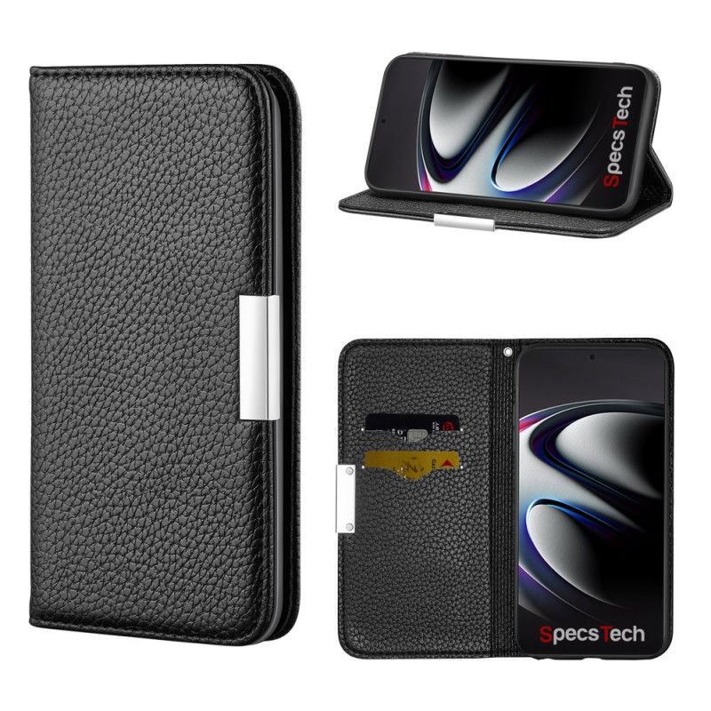 Flip Case Samsung Galaxy S21 Ultra 5G Schwarz Handyhülle Ultra Schickes Litschi-Kunstleder