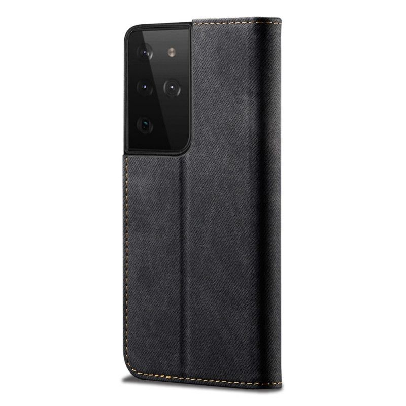 Flip Case Samsung Galaxy S21 Ultra 5G Schwarz Jeansstoff