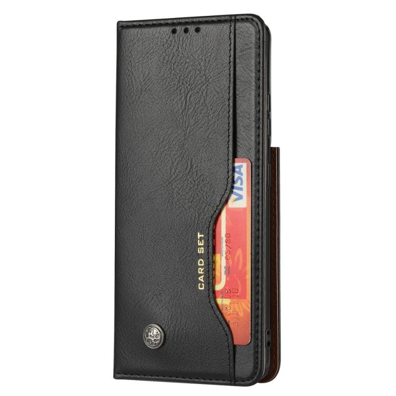 Flip Case Samsung Galaxy S21 Ultra 5G Schwarz Kartenhalter Aus Kunstleder