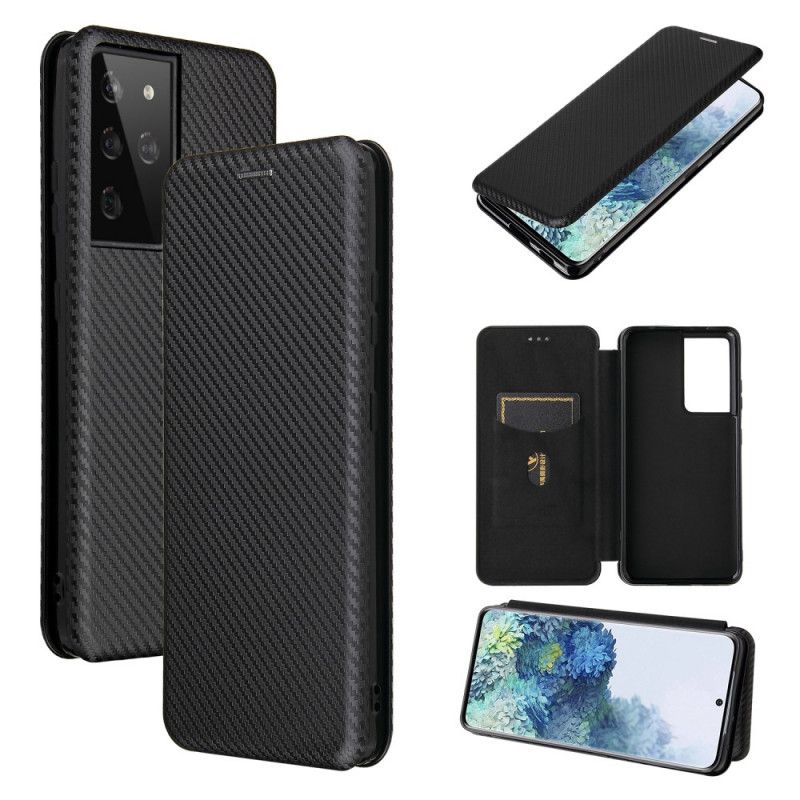 Flip Case Samsung Galaxy S21 Ultra 5G Schwarz Kohlefaser