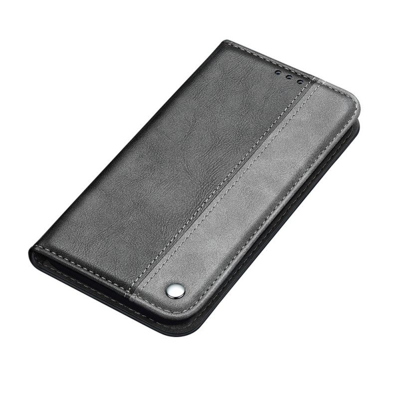 Flip Case Samsung Galaxy S21 Ultra 5G Schwarz Zweifarbiger Ledereffekt