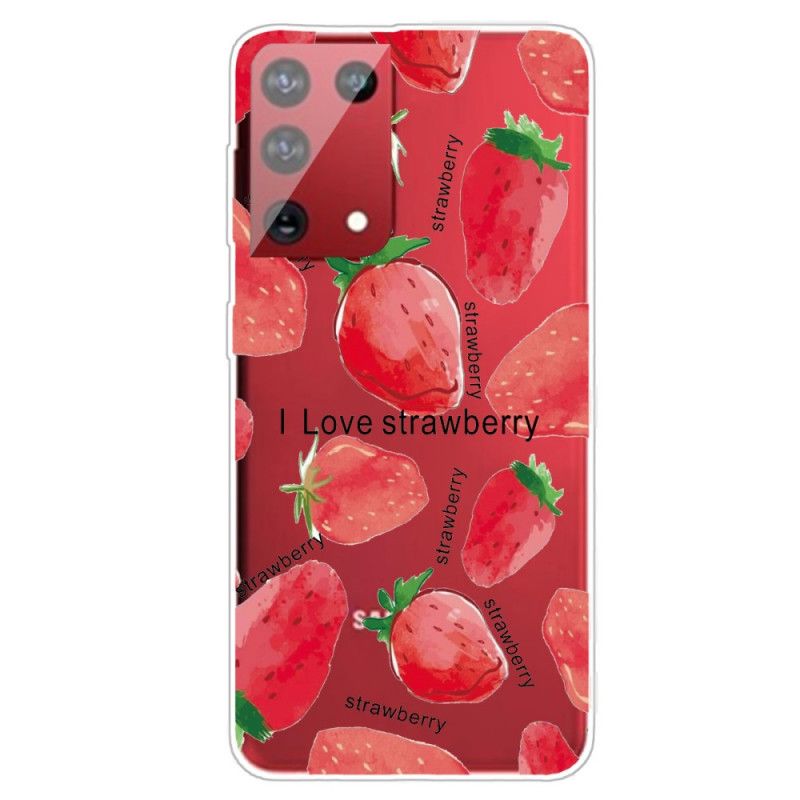 Hülle Für Samsung Galaxy S21 Ultra 5G Erdbeeren / Ich Liebe Erdbeeren