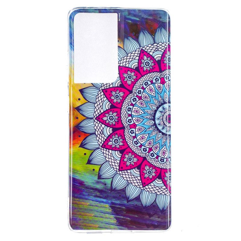 Hülle Für Samsung Galaxy S21 Ultra 5G Fluoreszierendes Farbiges Mandala