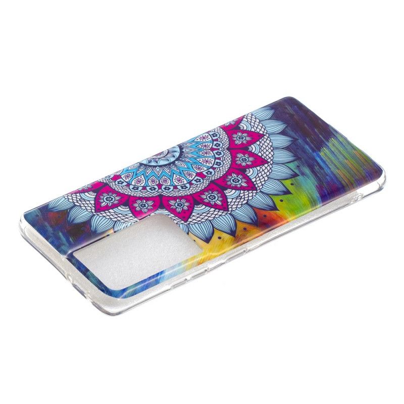 Hülle Für Samsung Galaxy S21 Ultra 5G Fluoreszierendes Farbiges Mandala