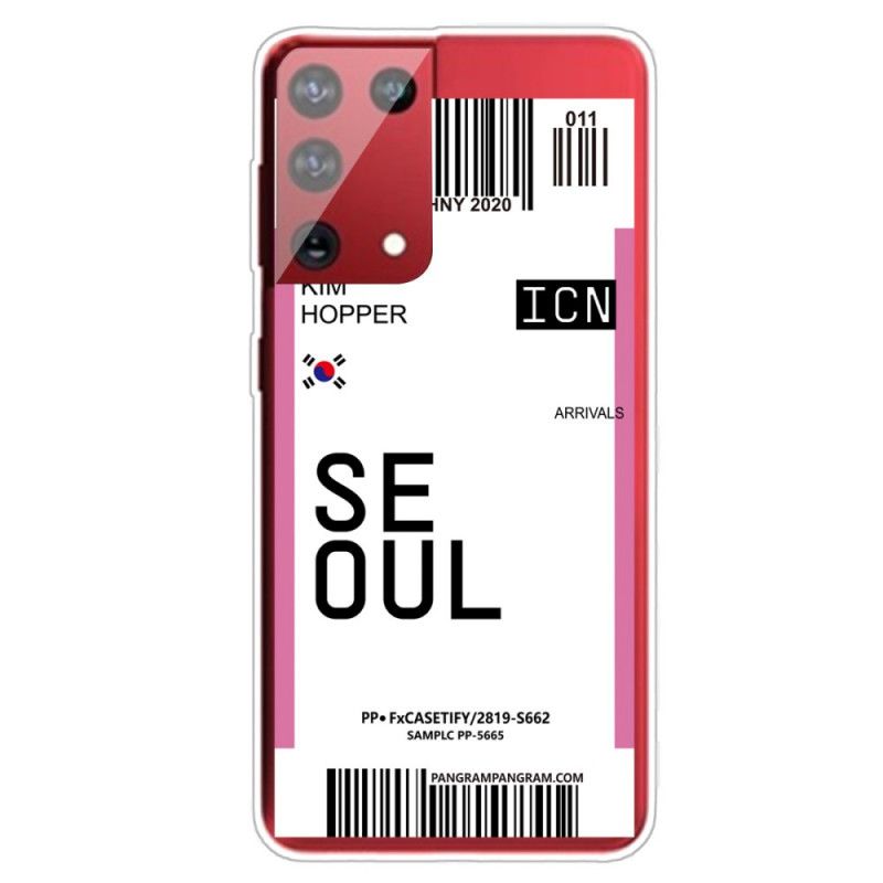 Hülle Für Samsung Galaxy S21 Ultra 5G Magenta Bordkarte Nach Seoul