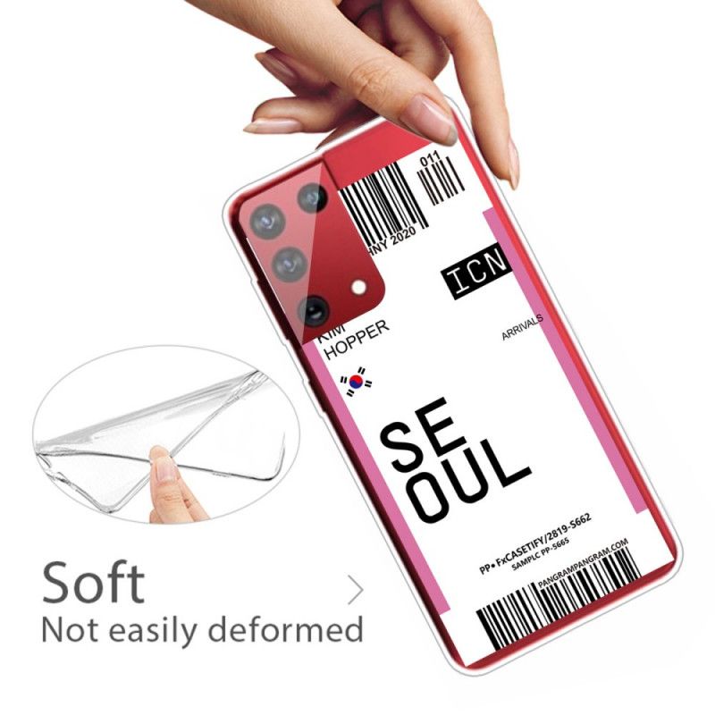 Hülle Für Samsung Galaxy S21 Ultra 5G Magenta Bordkarte Nach Seoul