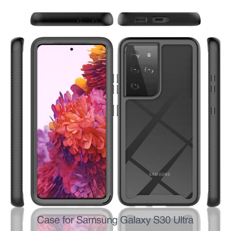 Hülle Für Samsung Galaxy S21 Ultra 5G Schwarz Abgeschrägte Hybridkanten