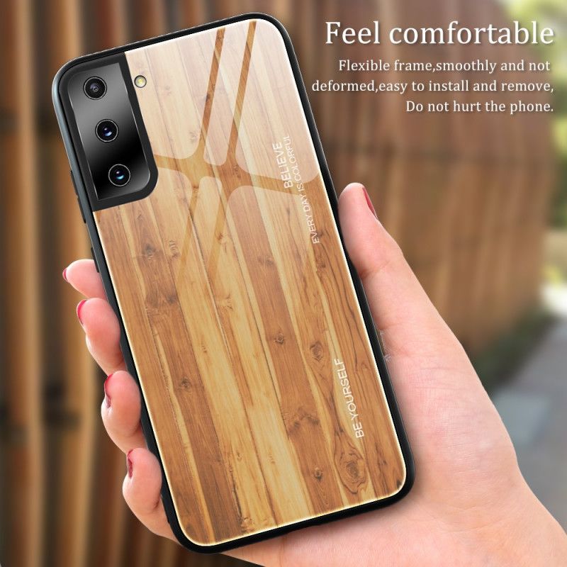 Hülle Für Samsung Galaxy S21 Ultra 5G Schwarz Gehärtetes Glas Im Holzdesign