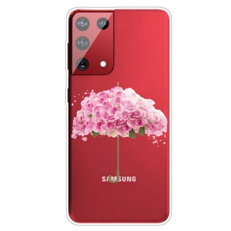Hülle Samsung Galaxy S21 Ultra 5G Handyhülle Regenschirm In Rosen