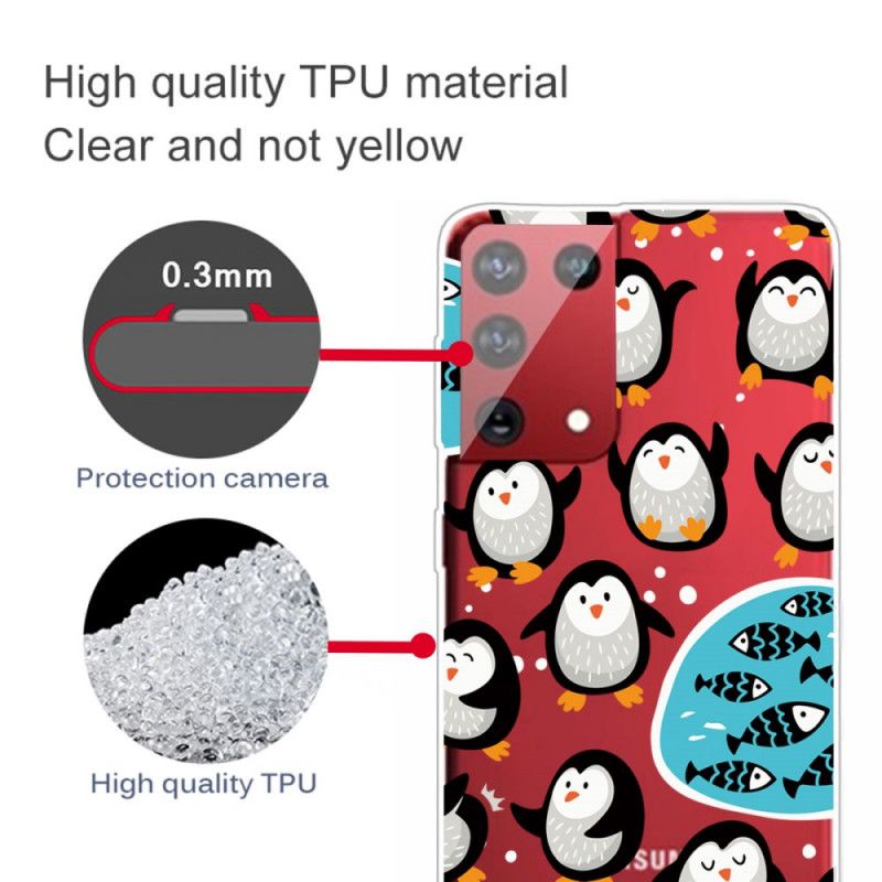 Hülle Samsung Galaxy S21 Ultra 5G Pinguine Und Fische