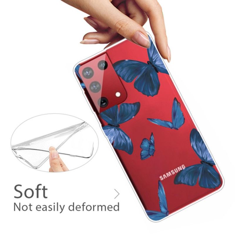 Hülle Samsung Galaxy S21 Ultra 5G Pink Wilde Schmetterlinge