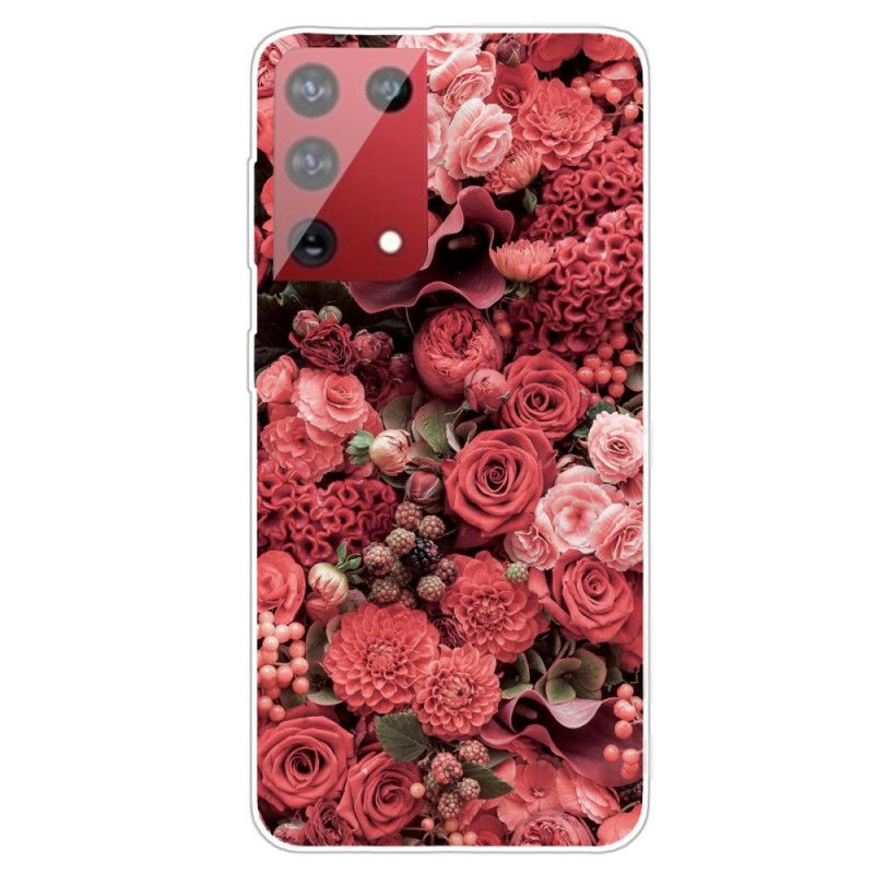 Hülle Samsung Galaxy S21 Ultra 5G Rot Intensive Blüten