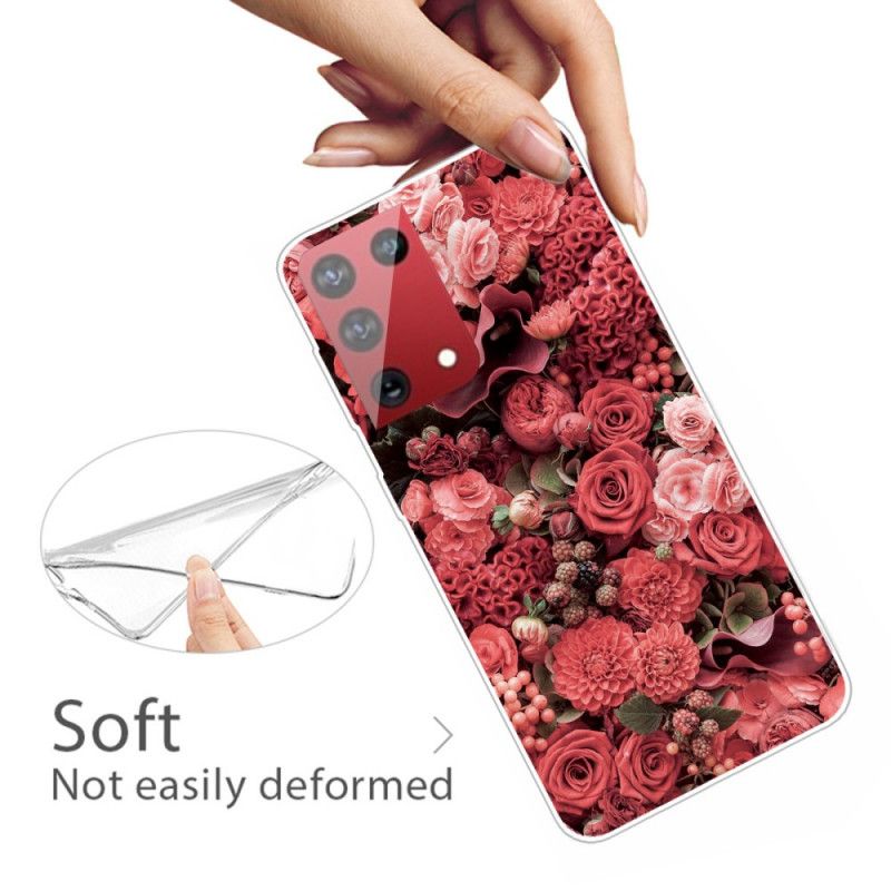 Hülle Samsung Galaxy S21 Ultra 5G Rot Intensive Blüten