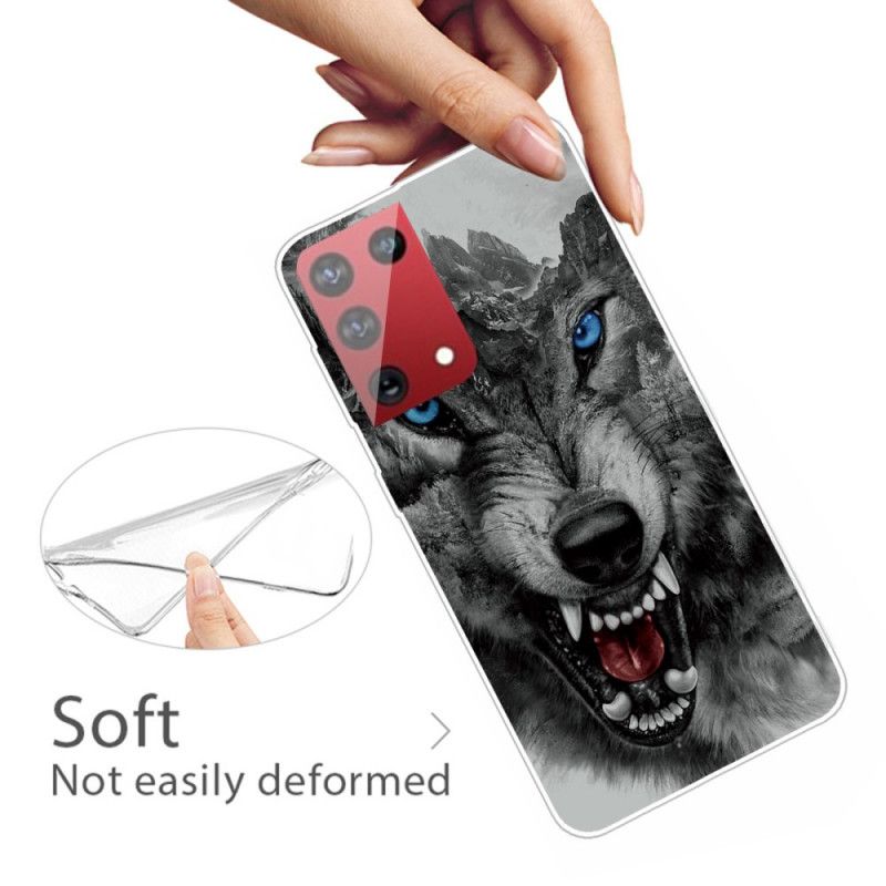 Hülle Samsung Galaxy S21 Ultra 5G Schwarz Erhabener Wolf