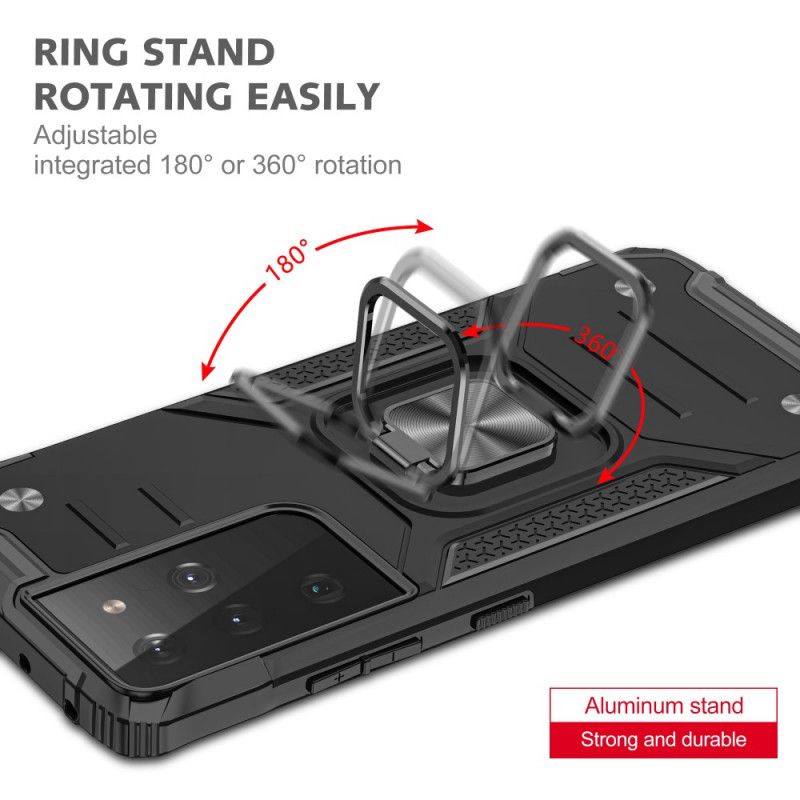 Hülle Samsung Galaxy S21 Ultra 5G Schwarz Handyhülle Abnehmbarer Widerstandsring