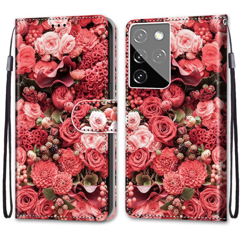 Lederhüllen Für Samsung Galaxy S21 Ultra 5G Blumenromantik