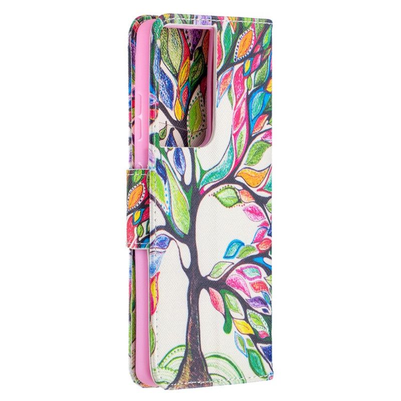 Lederhüllen Für Samsung Galaxy S21 Ultra 5G Farbiger Baum