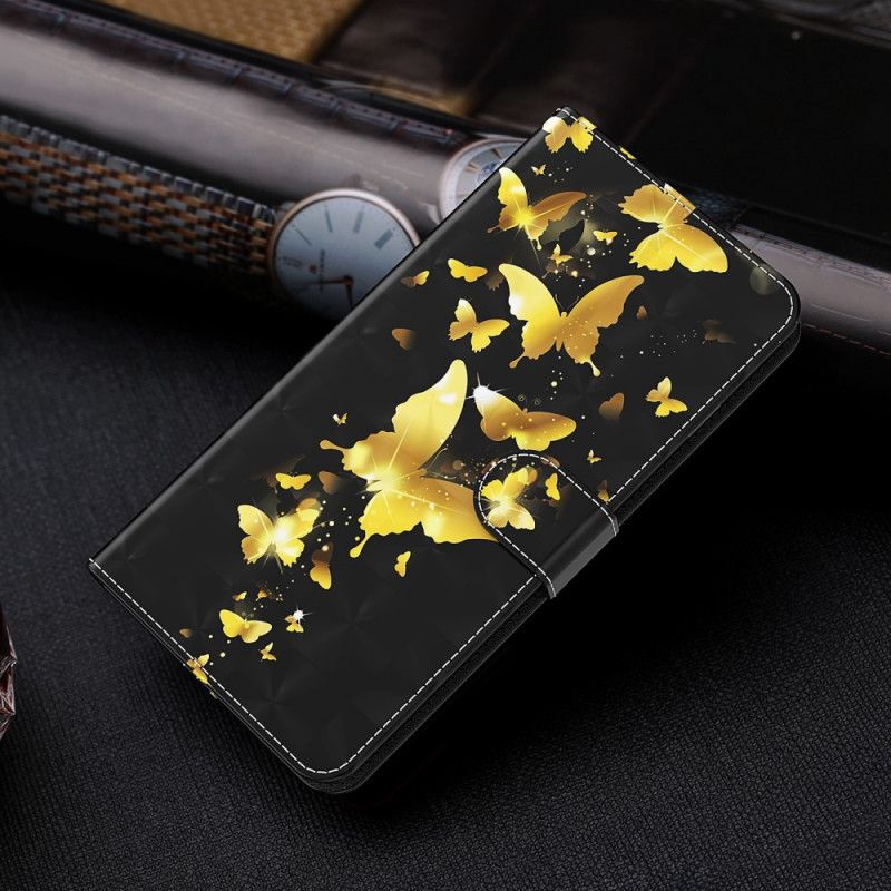 Lederhüllen Für Samsung Galaxy S21 Ultra 5G Gelbe Schmetterlinge