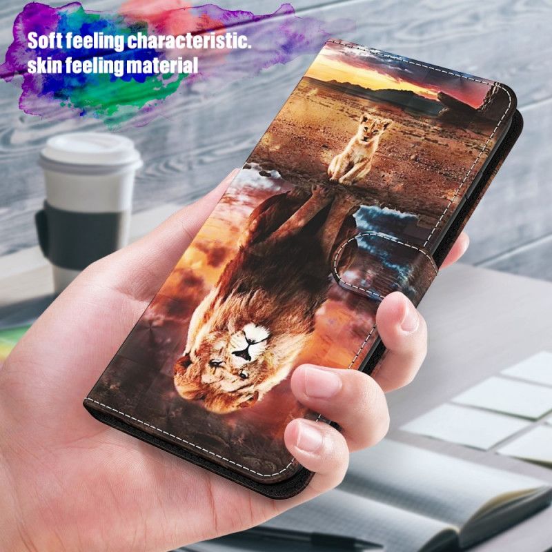 Lederhüllen Für Samsung Galaxy S21 Ultra 5G Lichtflecklöwe Mit Riemen