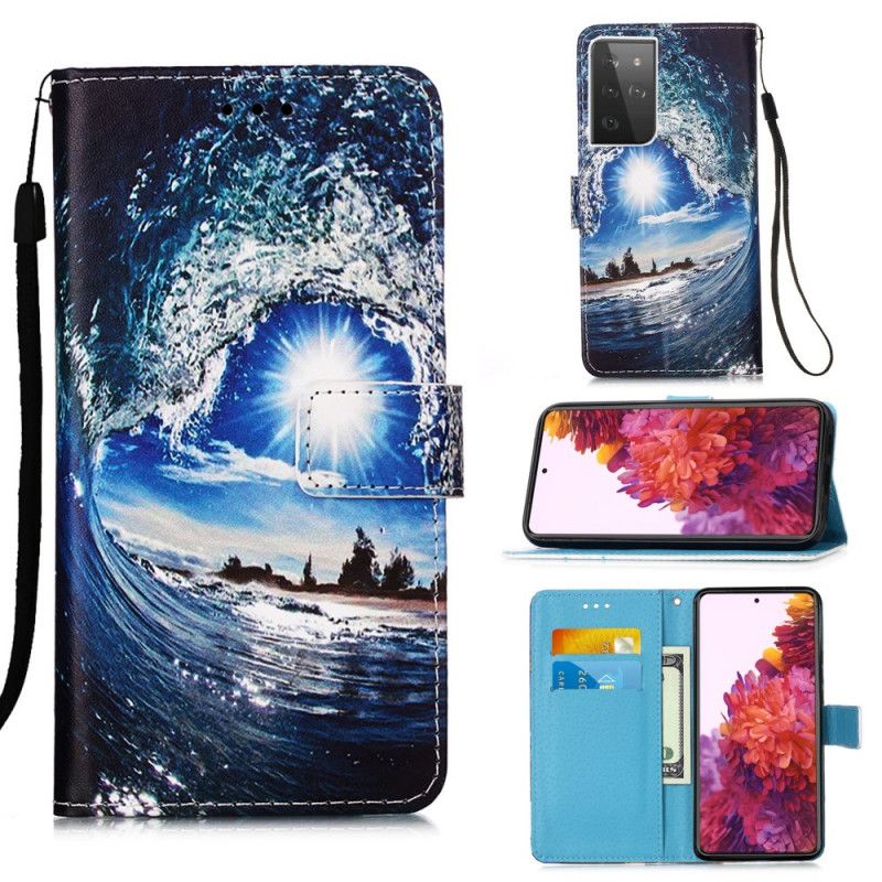 Lederhüllen Für Samsung Galaxy S21 Ultra 5G Liebe Die Welle