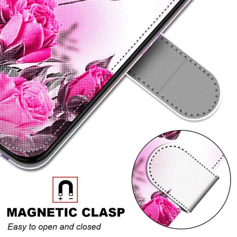 Lederhüllen Für Samsung Galaxy S21 Ultra 5G Magenta Magische Blumen