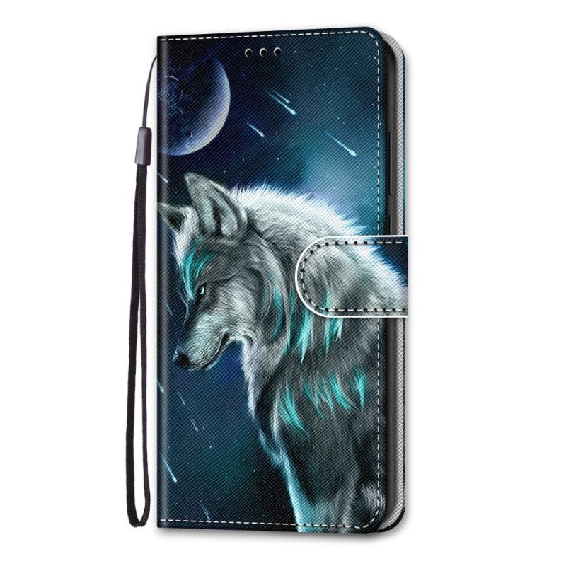 Lederhüllen Für Samsung Galaxy S21 Ultra 5G Wolf Unter Einem Schauer Von Sternen