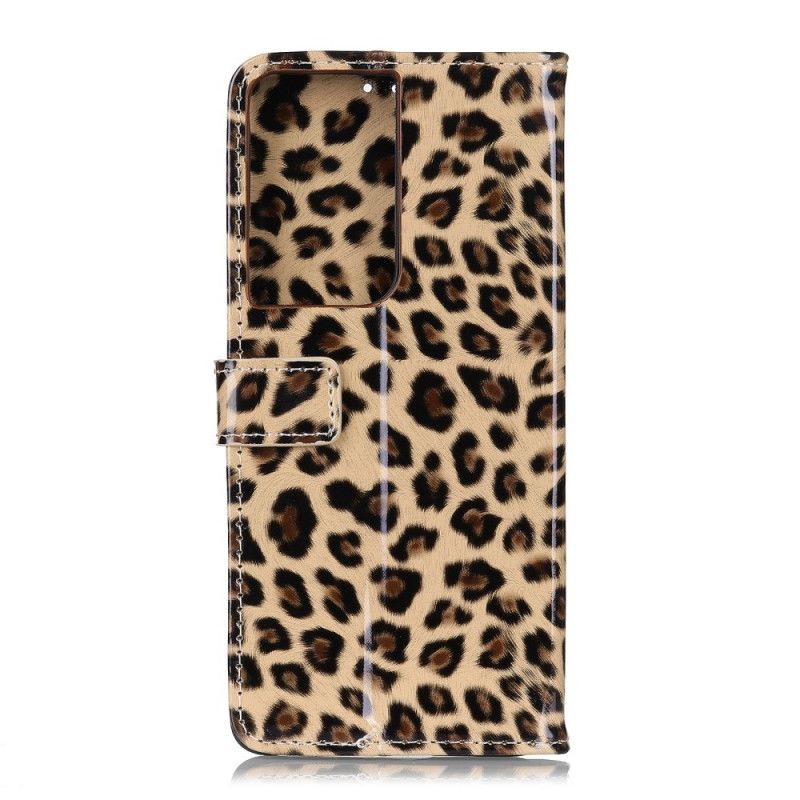 Lederhüllen Samsung Galaxy S21 Ultra 5G Einfacher Leopard